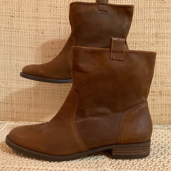 Brown Leather Boots NEW Leather Pull on Ankle Booties NWOT Size 10 - Picture 2 of 14
